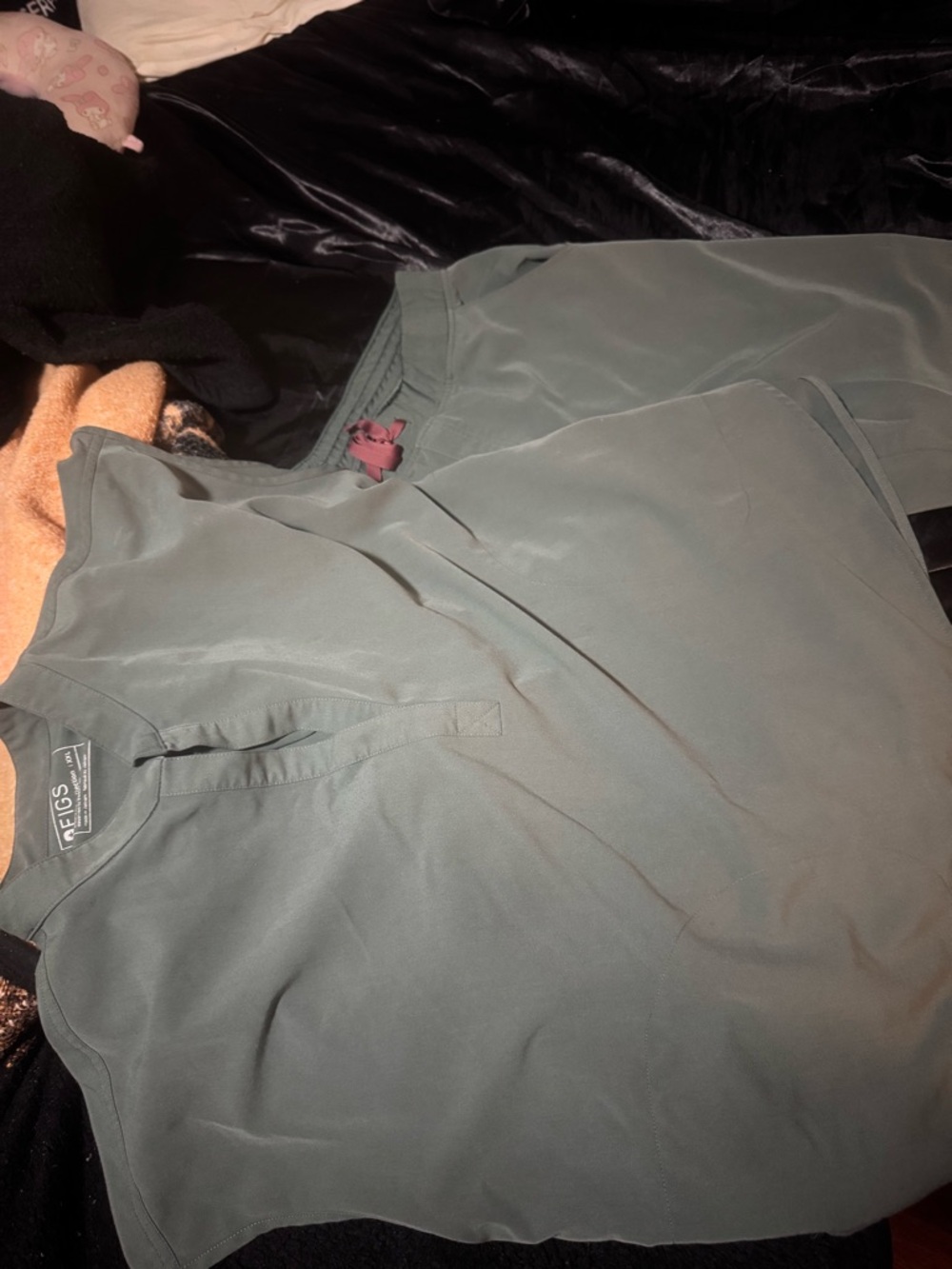 FIGS Dark Olive V-Neck Medical Scrub Top